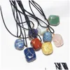 Collane con ciondolo Cristallo naturale Pietra Wire Wrap Irregar Ametista Quarzo Agate Meditazione Energia Gioielli Acc Drop Delivery Pendenti Dhsng