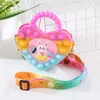 Cartoon Kaninchen Herz Form Pop Zappeln Spielzeug Silikon Farbe Blase Tasche Umhängetasche Reliver Stress Kawaii Mädchen Münzfach Geldbörse kinder Geschenk 2181