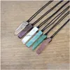 Collane con ciondolo Reiki Chakra Pietra naturale Slice Point Pendenti Collana Healing Ametista Quarzo rosa Lapislazzuli Labradorite Donna Uomo Dhu7H