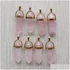 Encantos Pedra Natural Forma de Quartzo Rosa Ponto Chakra Pingentes Para Fazer Jóias Atacado Artesanato Feito à Mão Descobertas de Entrega de Gotas Compo Dhsbs