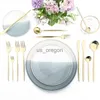 Dinnerware Sets JANKNG Champagne Gold Dinnerware Stainelss Steel Cutlery Flatware Set Silverware Fork Spoon Knives Dessert Wedding Tableware Set x0703