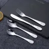 Conjuntos de louça para crianças talheres ocidentais de aço inoxidável com padrão de urso comida ocidental faca garfo colher desenhos animados utensílios de mesa complementares para bebês fofos x0703