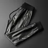 Thoshine Brand Men Leather Pants Superior Quality Elastic Waist Jogger Pants Zipper Pockets Male Faux Leather Trousers Slim Fit 20254y