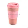 Cups Saucers Wheat St Plastic Coffee Travel Mug With Lid Easy Go Cup Portable For Outdoor Cam Hiking Picnic Drop Delivery Home Gar Dh3S4