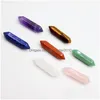 Stone 7 Chakra Box Set Reiki Natural Crystal Stones Polishing Amethyst Rose Quartz Yoga Energy Bead Healing Decoration 8X32Mm Drop D Dhl5T