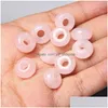 Charms 8X14Mm 5Mm Big Hole Natural Round Jade Stone Crystal Spacer Beads Charm Pendant For Jewelry Making Accessories Drop Delivery Dhckv