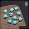 Stone Flat Bottom 10mm Hjärtprydnader Naturliga Rose Quartz Turquoise Naked Stones Decoration Hand Play Handle Pieces Tillbehör DRO DH210