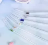 Reusable Borosilicate Butterfly Mushroom Glass Drinking Straws High temperature resistance Clear Colored Bent Cocktail Straw