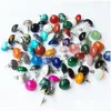 Stud Trendy 10Mm 12Mm Natural Stone Mix Orecchini di perline rotonde per le donne Fashion Cute Small Wholesale Drop Delivery Jewelry Dhnan