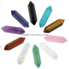 Stone Fashion Chakra Natural Hexagon Prism Shape Aventurine Rose Quartz Charm For Jewelry Making Drop Delivery Dh68T