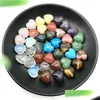 Stone Mini 15Mm Heart Ornaments Natural Rose Quartz Turquoise Stones Decoration Hand Play Handle Pieces Accessories Drop Delivery Jew Dhv2V