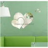 Adesivos de parede acrílico espelho 3D criativo forma de coração diy quarto decalque decorativo espelhos drop delivery jardim casa dhr5v