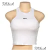 T-Shirt da donna Fsda Summer White Women Crop Top Ricamo Y Off Shoder Canotta nera Camicie casual senza maniche senza schienale Drop Delivery Dhubi