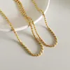 S925 Silver Twist Chain Fashion Gold Colour Rope Necklace Twisted Chain Hip Hop Choker