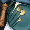 Dinnerware Sets Mirror Black Gold Stainless Steel Cutlery Set Christmas Tableware Dinnerware Set Coffee Ice Dessert Tea Spoons with Long Handle x0703