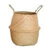 Jardinières Pots Panier de fleurs de jardin avec poignée de rangement panier à ventre ménage pliable jonc de mer naturel tissé Pot de rangement R230614