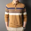 Men s Polos Top Grade Fashion Striped Designer Luxury Clothes For Men Brand Polo Shirt Casual Regular Fit Long Sleeve Tops Clothing 230703