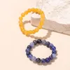 Natural Yellow Jade 3mm Small Beads Strand Finger Rings Handmade Sodalite Stone Ring For Women Fashion Party Jewelry Gift