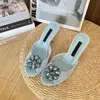 Fashion Sexy Women Sandals Flowers Lace Pumps Italy Delicate Diamond Sunflower Laces Embellished Peep Toes Designer Wedding Party Gift Sandal High Heels Box EU 34-43