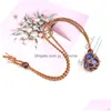 Anhänger Halsketten Heilkristall Naturstein Weave Net Bag Charms Grün Rosa Opal Seil Kette Großhandel Weihnachtsschmuck Drop Del Dhrlg