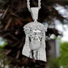 Mister Jewelry Hip Hop Iced Out Jesus Piece Ciondolo testa di Gesù con catena di corda