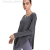 Designer Autumn and Winter Loose Yoga Suit Long Sleeve Running Training Sports Top Women's Buttock Cover-up Fitness T-shirt Blouse Lululemens Women