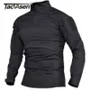 Herr-T-shirts TACVASEN Militära stridsskjortor för män 1/4 Zip Långärmade Tactical Hunting-skjortor Utomhusvandring Army-skjortor Casual Pullover Toppar 230703