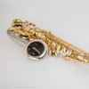 Haute qualité JAS-1100 alto Mib Tune saxophone nickelé argent corps or clé instrument avec étui embout