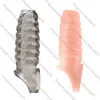 Massager Sex Toys Silicone Reusable Penis Sleeve Enlarger Extender Delay Ejaculation Cock Ring Linen Nozzle for Men Products