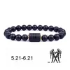 Beaded 12 Constellations Strand Bracelets Natural Black Glass Bead Bracelet Star Sign Constellation Horoscope Couple Friendship Drop Dh8So