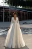 Мода платья линии для невесты, погружая V Sect Glitter свадебное платье на молнии