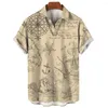 Chemises décontractées pour hommes mode hommes graphiques nautiques imprimés à manches courtes hauts chemise de plage bouton revers Blouse Camisa t-shirt