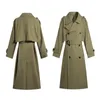 Trench Coats Feminino Caqui Casaco Casual Longo Outerwear Roupas Soltas Para Senhora Com Cinto Primavera Outono Alta Qualidade Verde Exército