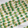 Cluster Rings Mix Styles Oval Green Quartz Stone Women Crystal Bead Finger Ring Party Wedding Street Stalls Drop Delivery Jewelry Dhhfr