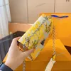 Colorful Painting Twist Women Designer Flap Bag Flower Leaf Pattern V Lock Gold/Silver Chain 4 Colors Two-tone Crossbody Shoulder Handbag Luxury Lady Purse 23x16cm