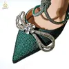 Sandals QSGFC est Party Shoes Ladies and Bag SetFull Diamond Butterfly Design in DGreen Color 230630