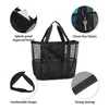 Shopping Bags 9 Pockets Large Beach Bag For Towels Mesh Durable Picnic Bags For Toys Waterproof Underwear Pocket Beach Tote Bag Summer 230701