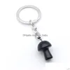 Key Rings Glass Natural Stone Mushroom Keychains Healing Crystal Car Decor Keyholder For Women Men Drop Delivery Jewelry Dhznj