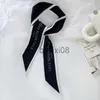 Scarves Elegant Women Narrow Long Scarf 100x6cm Chic French Gentle Elegant Chiffon Silk Tie Letter Print Bag Ribbon Headband Choker J230703