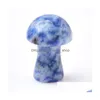 Stone 2.5Cm Mushroom Plant Statue Natural Carving Home Ornament Crystal Polishing Gem Desktop Porch Decorations Crafts Drop Delivery Dhf1E