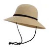 Ball Caps Large-Edge Dome Wide-Brimmed Sun Hat With Windproof Lanyard Straw Elegant Outdoors Women's Cap Gorras Para Mujer