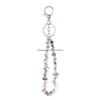 Porte-clés Irregar Pierre Naturelle Puce Perles Filets Fluorite Améthyste Rose Cristal Quartz Porte-clés Sac Voiture Suspendu Charmes Drop Delivery J Dhlfp