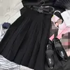 Skirts designer Elegant style, age reducing belt decoration, high waist pleated skirt, simple fashion, medium length Little black dress SH3L