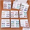 Stud Irregar Mini Natural Chip Stone Earrings for Women Girl Week Theme Wedding Fashion Drop Delivery Dho65