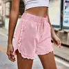 Jeans da donna 2023 Pantaloncini rosa per donna Summer Ragged Flower Bud Denim Elastico in vita Abbigliamento streetwear