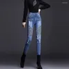 Dames Jeans Streetwear Basic Leggings Mode High Streets Designer Skinny Dames Casual Ripped Elastic Denim Broek