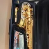 Professional 200 Alto Saxophone Flat E Lacquered Gold Brass Jazz Instrument med munstycke och tillbehör