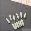 Pendant Necklaces Hexagonal Cylindrical Crystal Stone Necklace Glow In The Dark Luminous Wire Wrap Stones Jewelry Gift For Women Men Dh2Iy