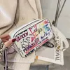 Bel çantaları ins crossbody grafiti pu deri retro omuz çantası kadınlar için lüks tasarımcı çanta kadın cep telefonu cüzdanlar 230703