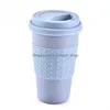 Cups Saucers Wheat St Plastic Coffee Travel Mug With Lid Easy Go Cup Portable For Outdoor Cam Hiking Picnic Drop Delivery Home Gar Dh3S4